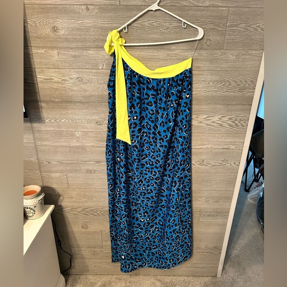 Periwinkle blue cheetah print dress neon one shoulder size medium boutique NWT